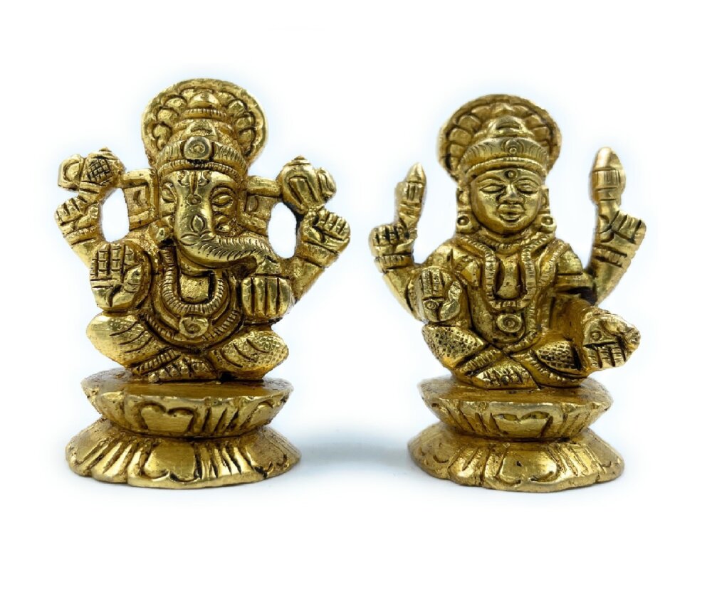 Laxmi Ganesh Lotus Base Sitting