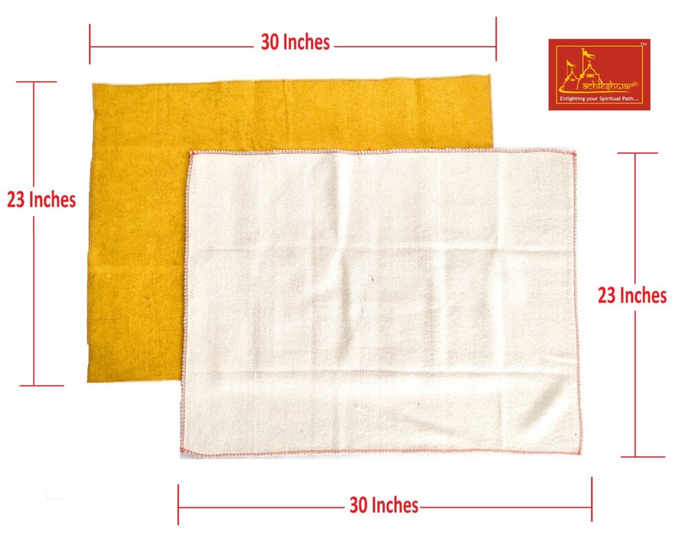 Yellow & White Woolen Pooja Aasan