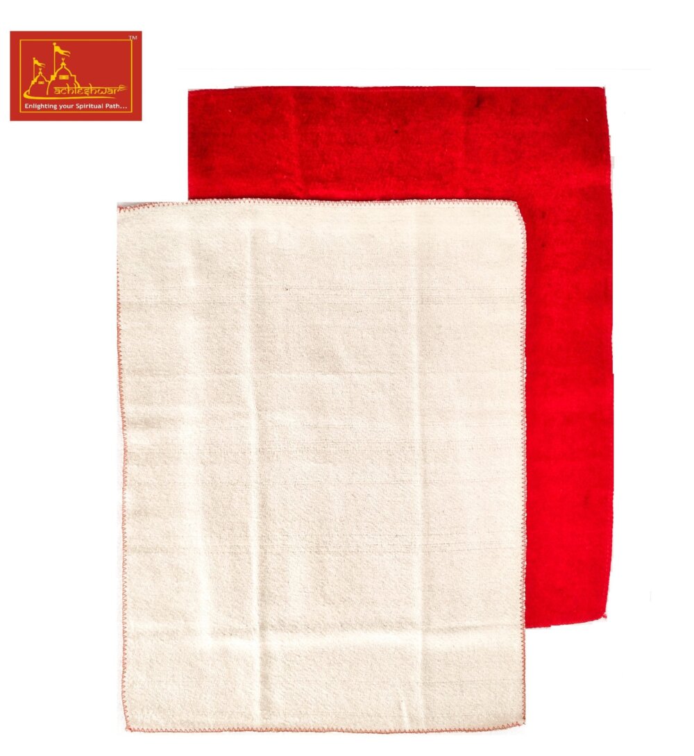 Red & White Woolen Pooja Aasan
