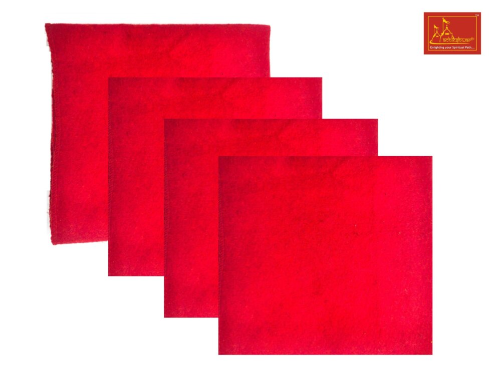 Red Woolen Pooja Aasan 4-pcs