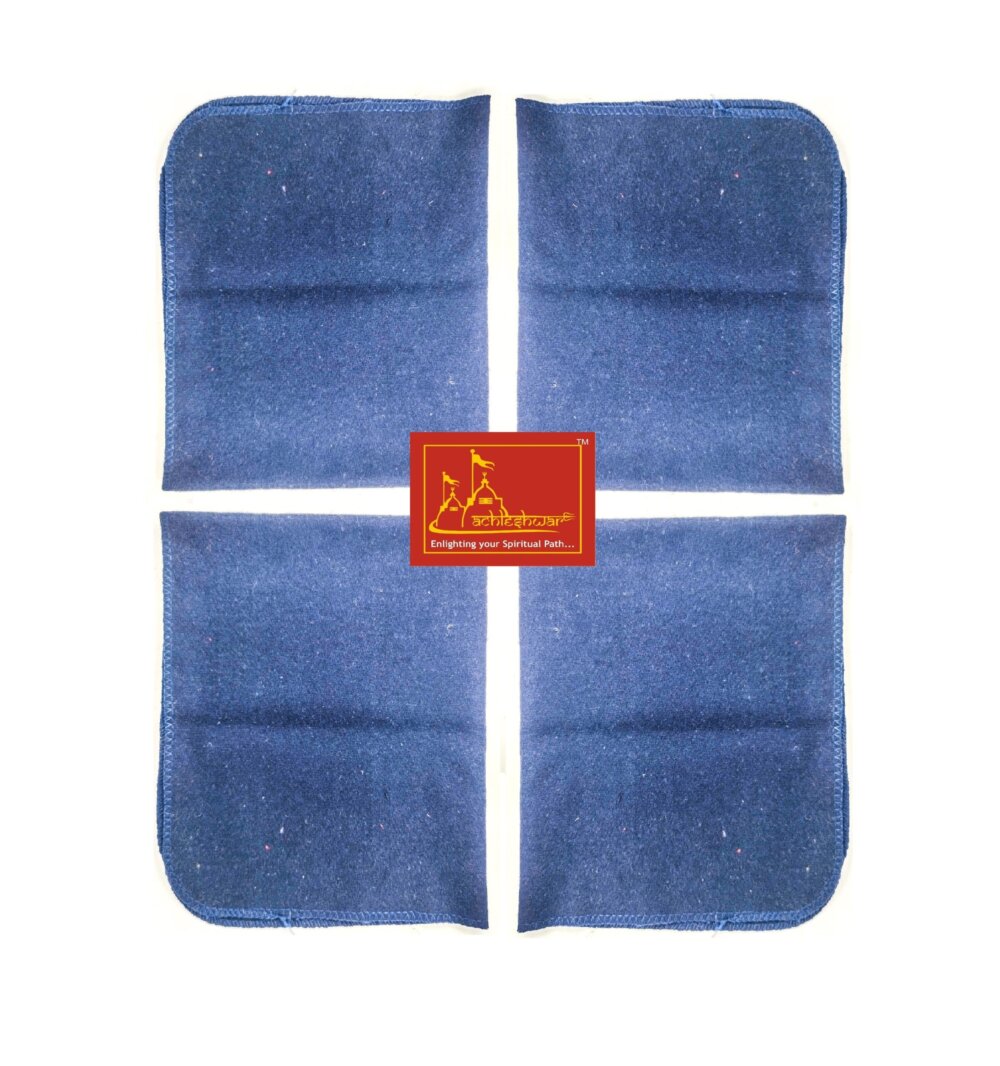 Navy Blue Woolen Pooja Aasan 4-Pcs