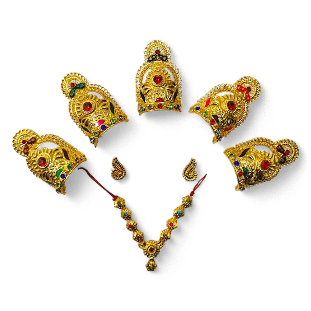 Laddu Gopal Jewellery Set – Mukut, Haar & Earrings Combo | Traditional Jewelry for Kanha Ji 0 no Size