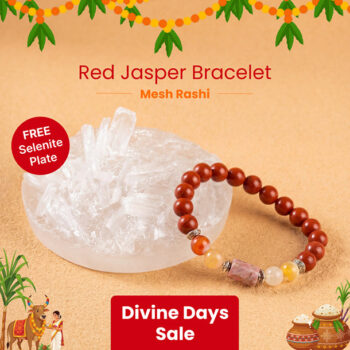 Aries (Mesh Rashi) Stone Bracelet with FREE Raw Selenite Plate